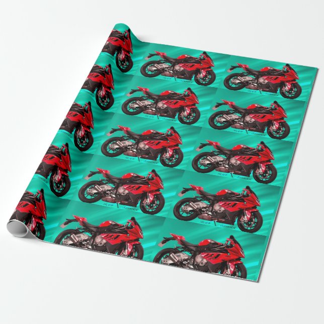BMW Motorcykel för Papper Wrapping av projektionsy Presentpapper (Utrullad)