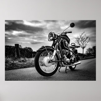 BMW Motorcykel, svart och vit Poster