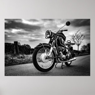 BMW Motorcykelsvartvitt Poster