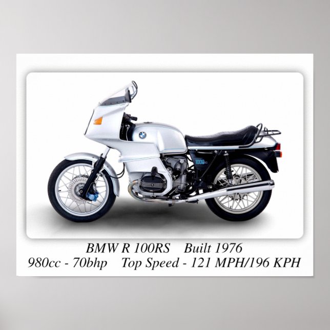 BMW R 100RS motorcykel - Poster med Storlek A3-uts (Framsidan)