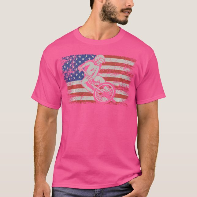 Bmx Älskare Bmx American Flagga Bmx Riders T Shirt (Framsida)