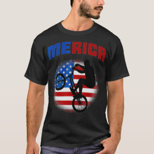 BMX American Flagga 4:e juli Bike Patriotic Meric T Shirt