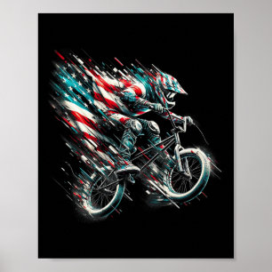 Bmx amerikansk flagga Usa - Bmx Vintage slitna Bmx Poster