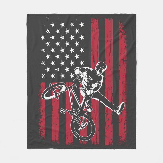 BMX | Amerikanska Flagga BMX Fleecefilt (Framsidan)