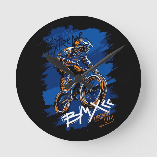 Bmx Bicycle Urban Graffiti streetwear  Rund Klocka (Framsida)