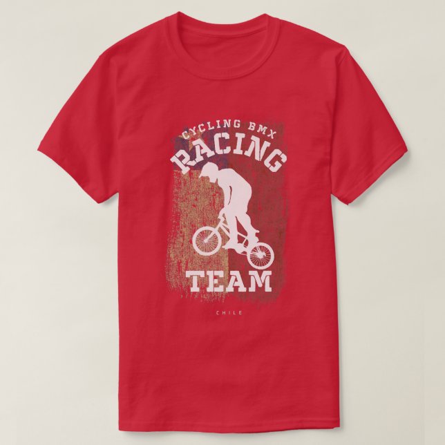BMX Bike Chile Flagga Biking Cycling Tävla BMX 255 T Shirt (Design framsida)