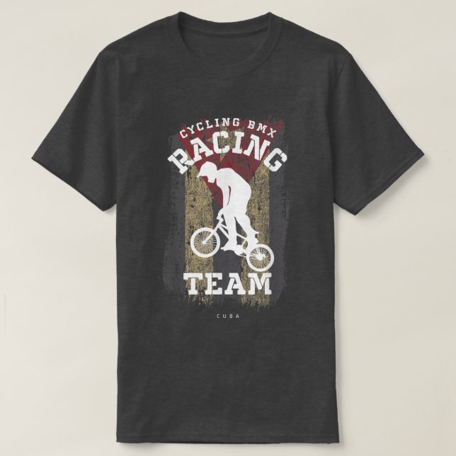 BMX Bike Cuba Flagga Biking Cycling Tävla BMX317 T Shirt (Design framsida)