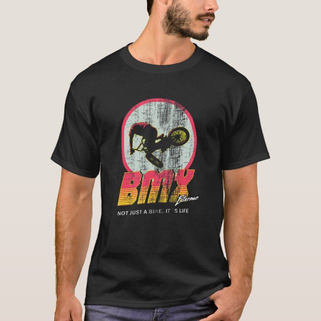 Bmx Bike Cycling Tävla Rad 80s Freestyle Stunt T Shirt (Framsida)