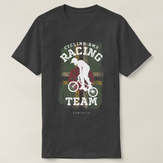 BMX Bike Dominica Flagga Biking Cycling Tävla BMX  T Shirt (Design framsida)