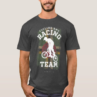 BMX Bike Dominica Flagga Biking Cycling Tävla BMX  T Shirt