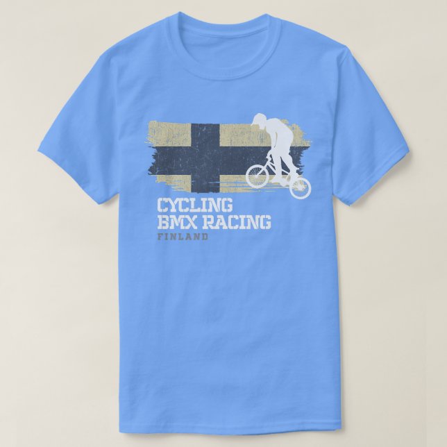 BMX Bike Finland Flagga Biking Cycling Tävla BMX 3 T Shirt (Design framsida)