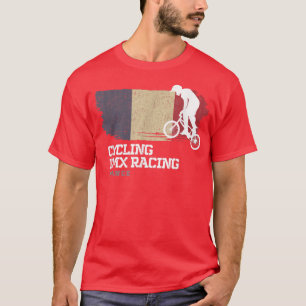 BMX Bike Frankrike Flagga Biking Cycling Tävla BMX T Shirt