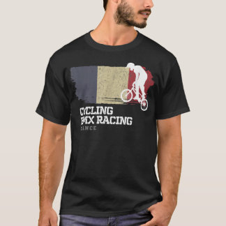 BMX Bike Frankrike Flagga Biking Cycling Tävla BMX T Shirt