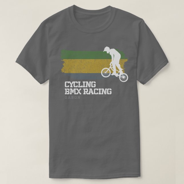 BMX Bike Gabon Flagga Biking Cycling Tävla BMX 307 T Shirt (Design framsida)