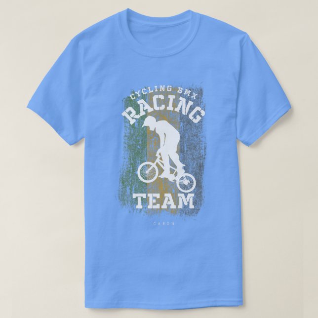 BMX Bike Gabon Flagga Biking Cycling Tävla BMX 308 T Shirt (Design framsida)