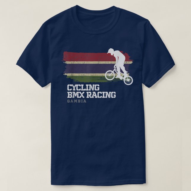 BMX Bike Gambia Flag Biking Cycling Racing BMX 354 T Shirt (Design framsida)