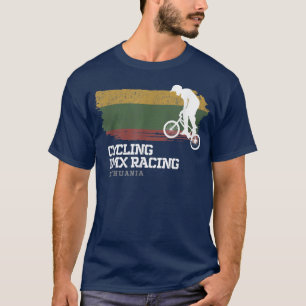 BMX Bike Litauen Flagga Biking Cycling Tävla BMX T Shirt