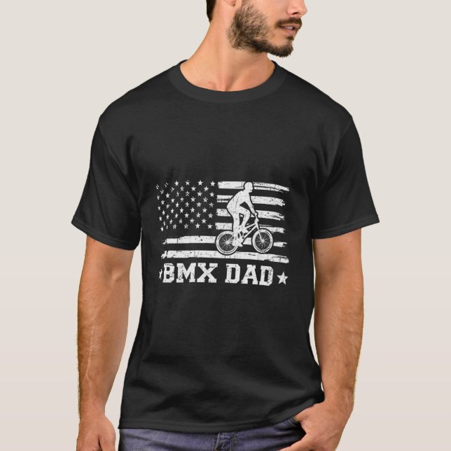 Bmx Bike Rider American Flagga Bmx Pappa Fars dag T Shirt (Framsida)