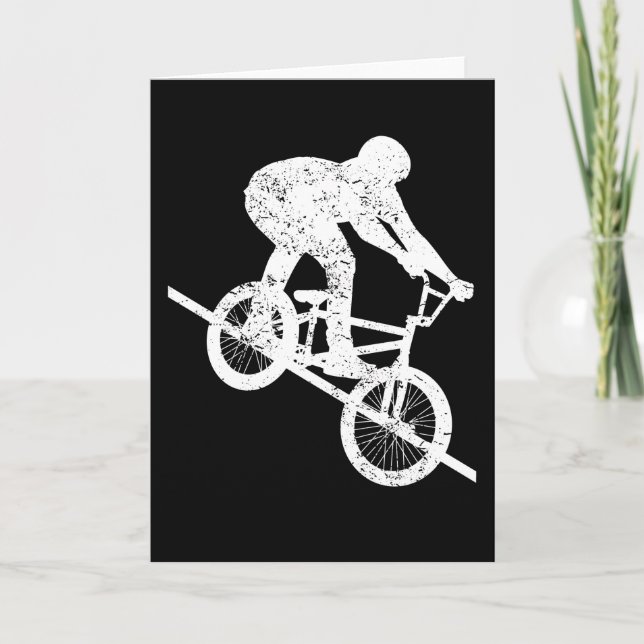 BMX Bike Rider Railing Grind Retro Gift Kort (Framsida)