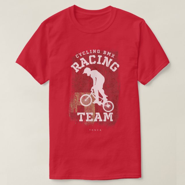 BMX Bike Tonga Flag Biking Cycling Racing BMX  T Shirt (Design framsida)