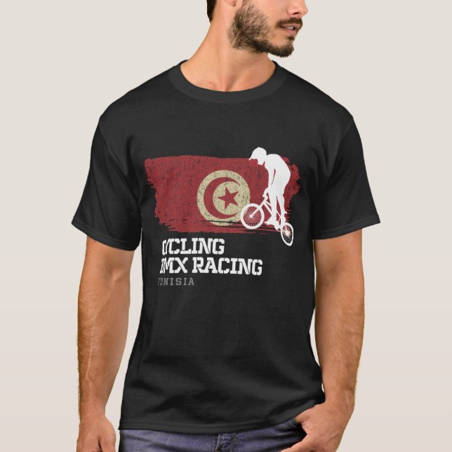 BMX Bike Tunisien Flagga Biking Cycling Tävla BMX T Shirt (Framsida)