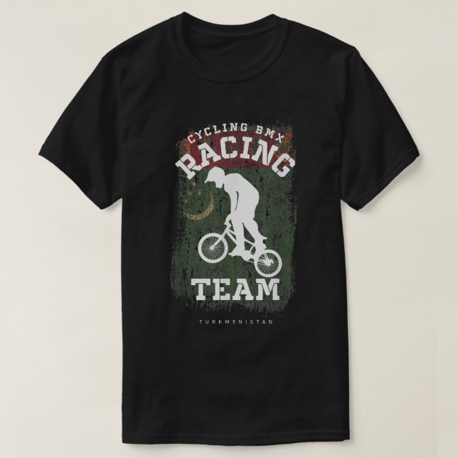 BMX Bike Turkmenistan Flagga Biking Cycling Tävla  T Shirt (Design framsida)