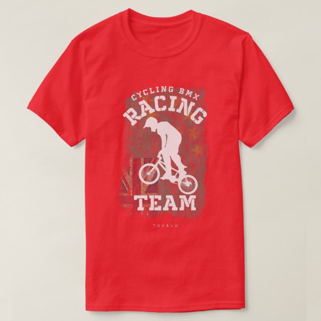BMX Bike Tuvalu Flagga Biking Cycling Tävla BMX 32 T Shirt (Design framsida)