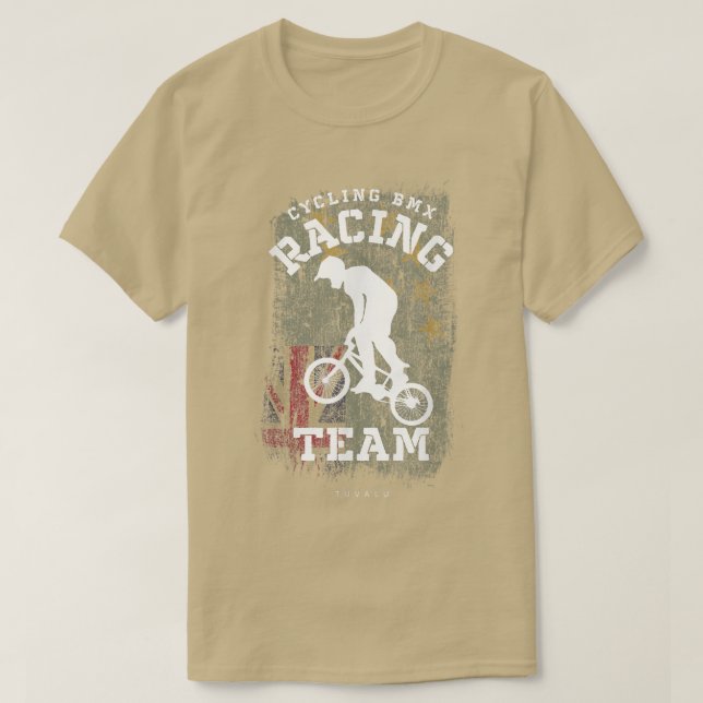 BMX Bike Tuvalu Flagga Biking Cycling Tävla BMX 36 T Shirt (Design framsida)