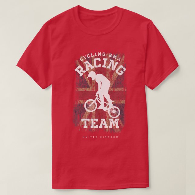 BMX Bike United Kingdom Flagga Biking Cycling Tävl T Shirt (Design framsida)