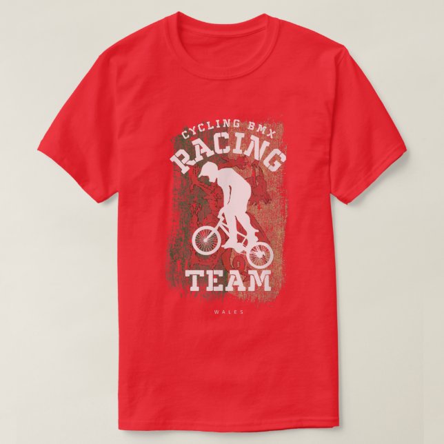 BMX Bike Wales Flagga Biking Cycling Tävla BMX T Shirt (Design framsida)