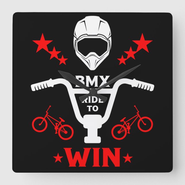 Bmx Bikers Freestyle Fyrkantig Klocka (Framsida)
