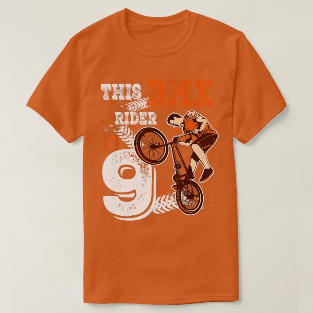 BMX Birthday 9 Biker Gift 9-årig Dirt Bike P T Shirt (Design framsida)
