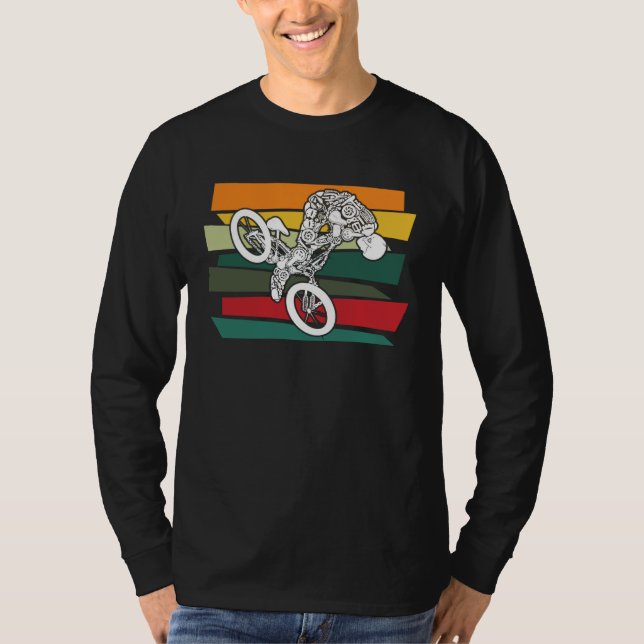 BMX Cyborg Bicycle Motocross Retro Stunts BMX Bike T Shirt (Framsida)