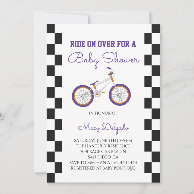 BMX-cykel Baby Shower Inbjudningar (Framsida)