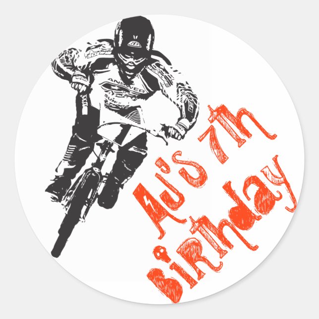 BMX-cykel Birthday Runt Klistermärke (Framsida)