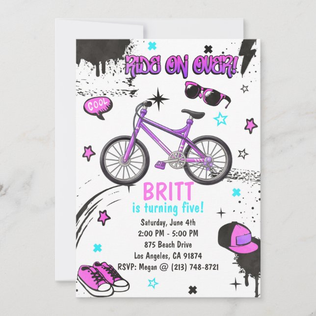 BMX-cykel Lila Inbjudan (Framsida)