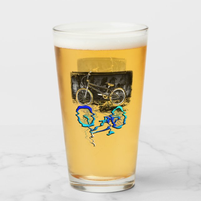 BMX-cykelsport färgad reflektion  Glaskopp (Framsida fylld)