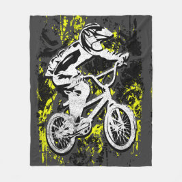 Bmx Flatland - Grått Grunge Bmx Fleece Blanket