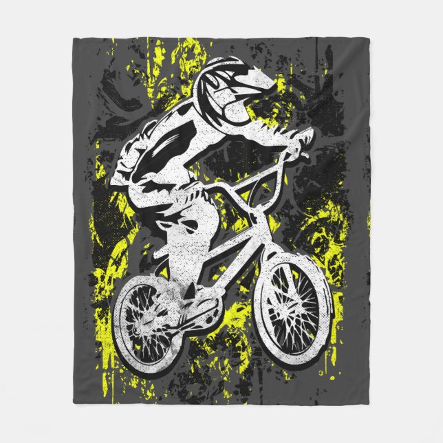 Bmx Flatland - Grått Grunge Bmx Fleece Blanket (Framsidan)
