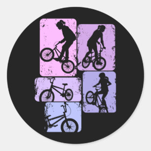 BMX-flickors cykeltrick Barnföreställning Runt Klistermärke
