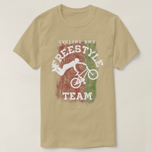 BMX Freestyle Bike Belarus Flag Biking Cycling BMX T Shirt (Design framsida)