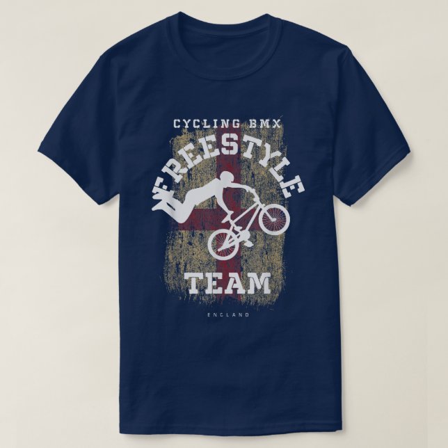 BMX Freestyle Bike England Flagga Biking Cycling B T Shirt (Design framsida)