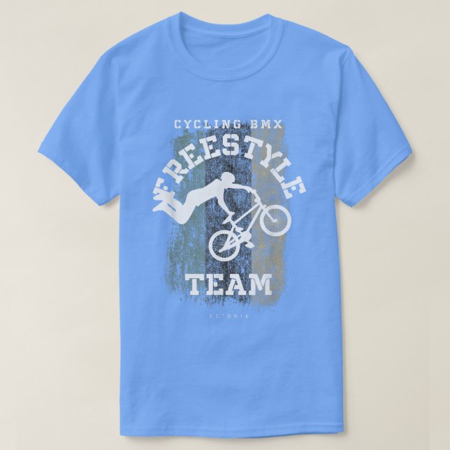 BMX Freestyle Bike Estland Flagga Biking Cycling B T Shirt (Design framsida)