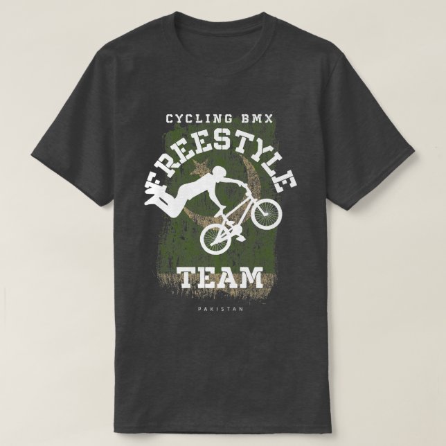 BMX Freestyle Bike Pakistan Flagga Biking Cycling  T Shirt (Design framsida)