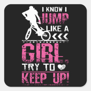 Bmx Freestyle Girl Fyrkantigt Klistermärke