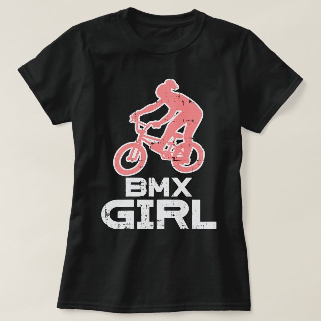 BMX Girl Cute Bicycle Tävla Cycling Biker Wo T Shirt (Design framsida)