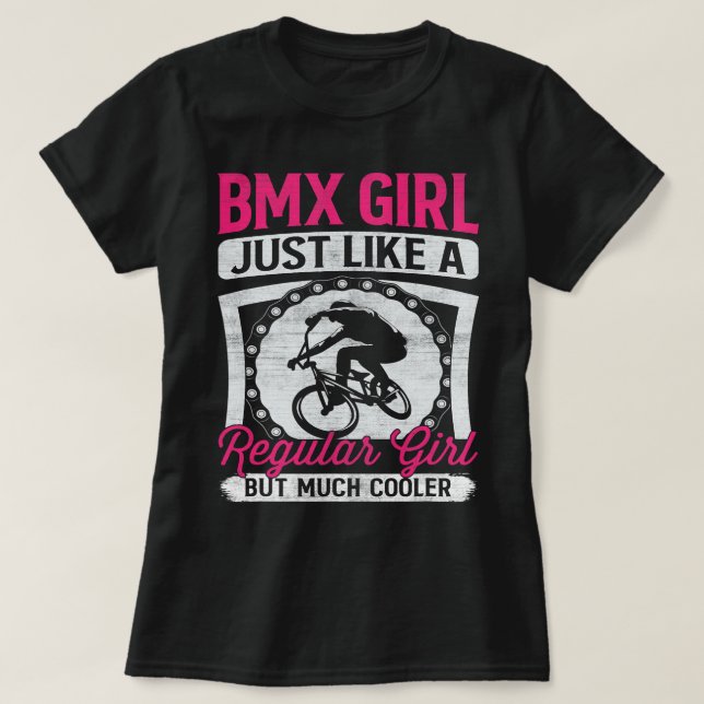 BMX Girl Motocross Bike Tävla Bicycle Stunt Rider T Shirt (Design framsida)