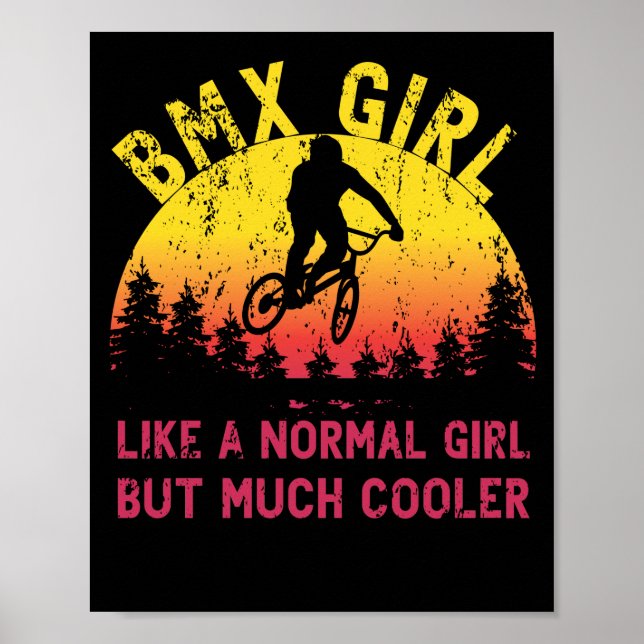 BMX Girl Sunset Bike Girl Cycling Retro Poster (Framsidan)