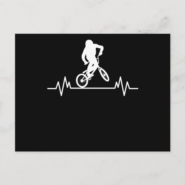 BMX Heartbeat Design Rolig Cyklist Cykelpresent Vykort (Framsida)