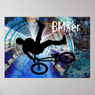 BMX i en Grunge-tunnel Poster